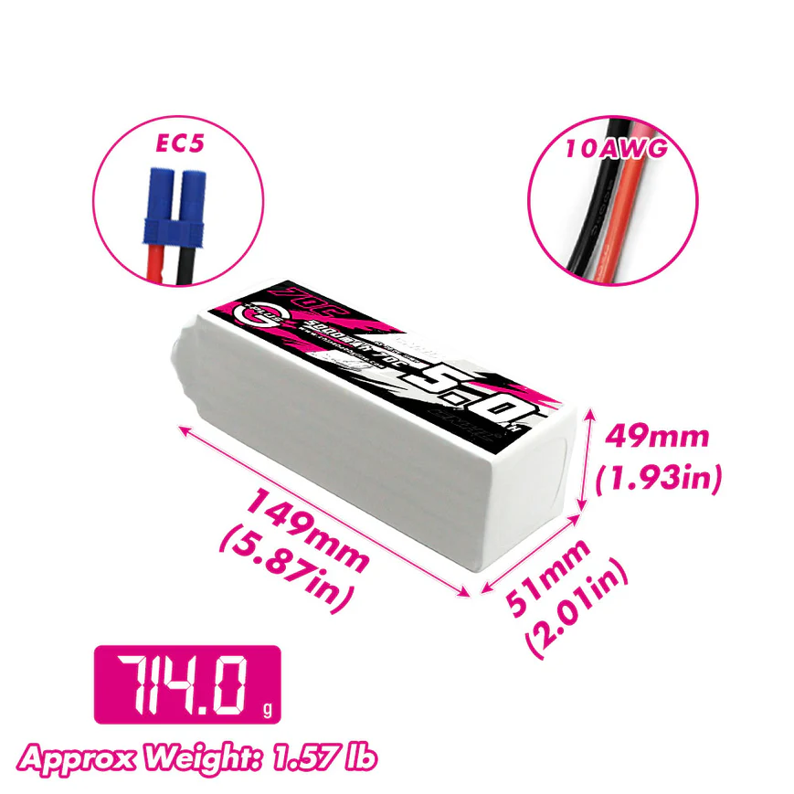 CNHL Lipo 6S 22.2V 5000MAh 70C - đánh giá và giá 6S Lipo Battery 22.2V 5000Mah