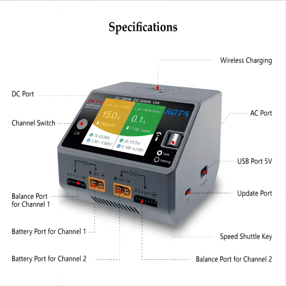 HOTA D6 Pro Dual Channel Smart - đánh giá và giá Hota D6 Pro Dual Lipo Charger