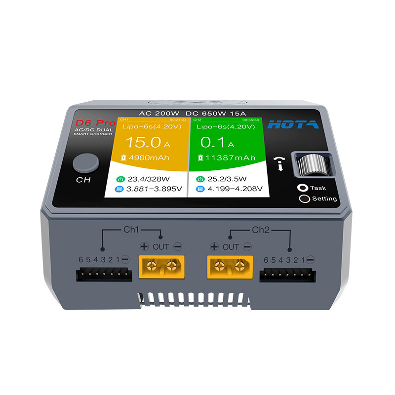 HOTA D6 Pro Black AC 200w DC 2 - đánh giá và giá Hota D6 Pro Dual Lipo Charger
